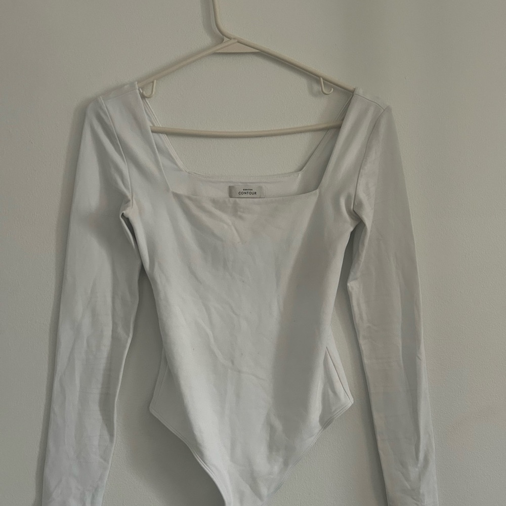 Aritzia White Long Sleeve Bodysuit